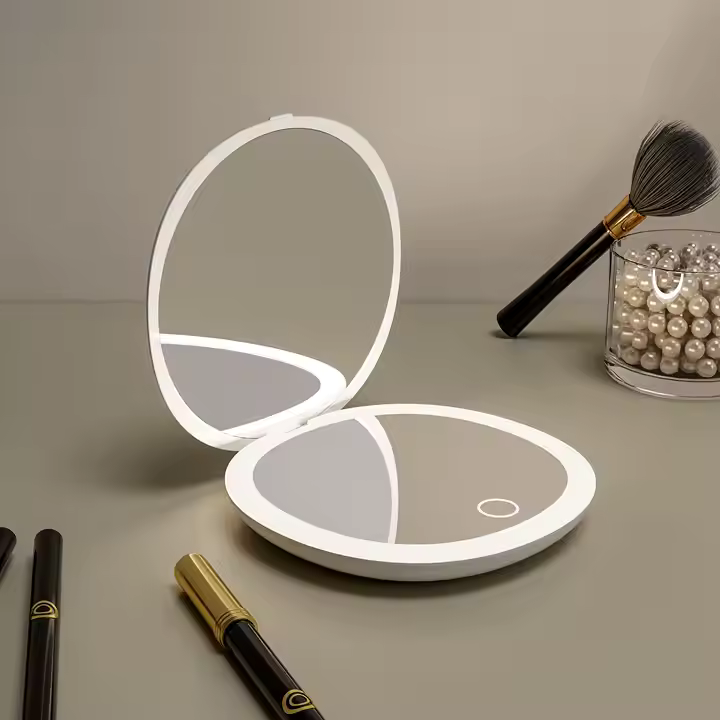 Mini Handheld Foldable Mirror with LEDS